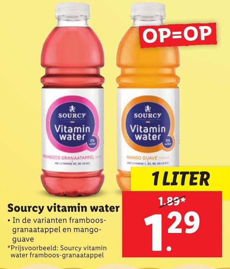 Sourcy vitamin water 1 liter aanbieding bij Lidl