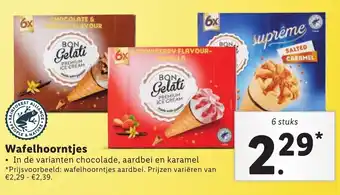 Lidl Wafelhoorntjes aanbieding