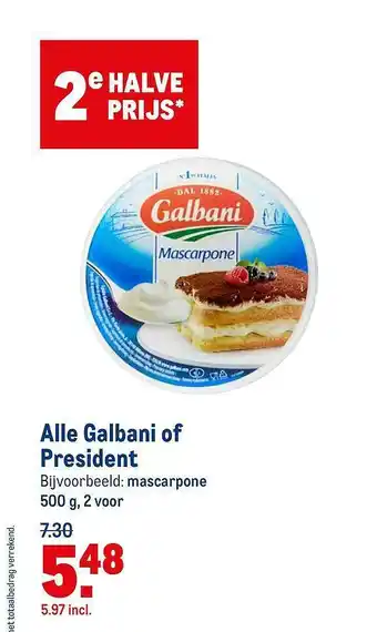 Makro Alle Galbani Of President aanbieding