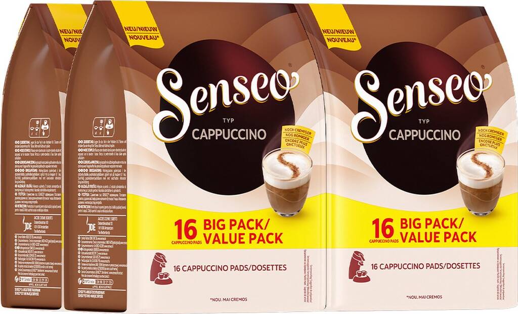 Bol.com Senseo cappuccino koffiepads - 2/9 intensiteit - 4 x 16 pads - voordeelverpakking aanbieding