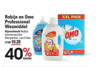 Sligro Robijn En Omo Professional Wasmiddel 40% Korting aanbieding