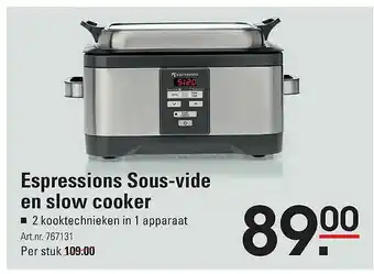 Sligro Espressions Sous-Vide En Slow Cooker aanbieding