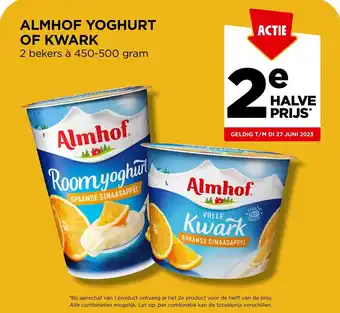 Jumbo ALMHOF YOGHURT OF KWARK 2 bekers à 450-500 gram aanbieding