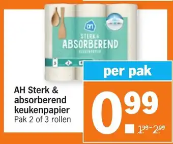 Albert Heijn AH Sterk & absorberend keukenpapier 2 of 3 rollen aanbieding