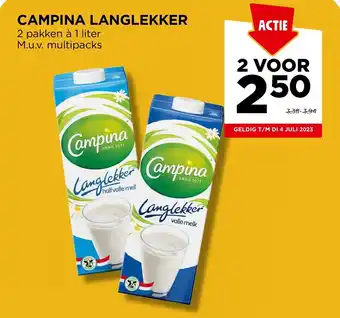 Jumbo CAMPINA LANGLEKKER 2 pakken à 1 liter aanbieding