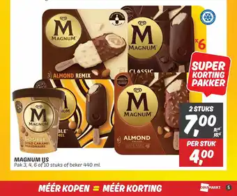 Dekamarkt MAGNUM IJS Pak 3, 4, 6 of 10 stuks of beker 440 ml. aanbieding