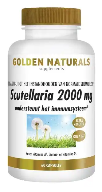 De Online Drogist Golden naturals scutellaria 2000 mg capsules 60cp aanbieding