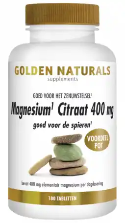 De Online Drogist Golden naturals magnesium citraat 400mg tabletten 180vtb aanbieding