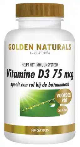 De Online Drogist Golden naturals vitamine d3 75mcg capsules 360cp aanbieding