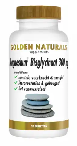 De Online Drogist Golden naturals magnesium bisglycinaat 300mg tabletten 60tb aanbieding