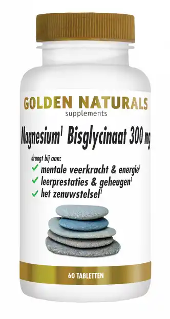 De Online Drogist Golden naturals magnesium bisglycinaat 300mg tabletten 60tb aanbieding