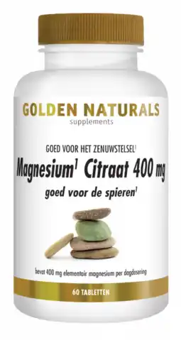 De Online Drogist Golden naturals magnesium citraat 400mg tabletten 60vtb aanbieding