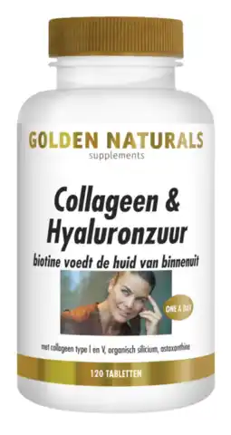 De Online Drogist Golden naturals collageen & hyaluronzuur tabletten 120tb aanbieding