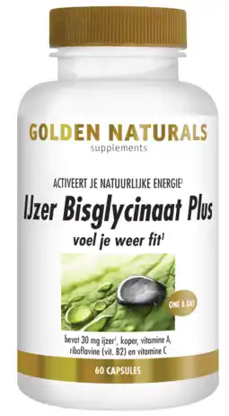 De Online Drogist Golden naturals ijzer bisglycinaat plus capsules 60cp aanbieding