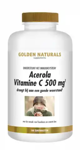 De Online Drogist Golden naturals acerola vitamine c 500mg tabletten 100tb aanbieding