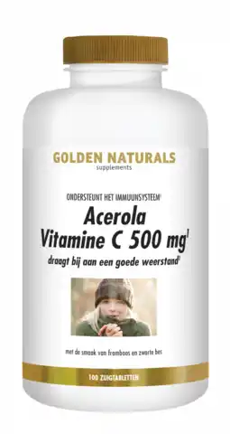 De Online Drogist Golden naturals acerola vitamine c 500mg tabletten 100tb aanbieding