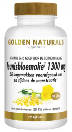 De Online Drogist Golden naturals teunisbloemolie 1300mg capsules 120sg aanbieding