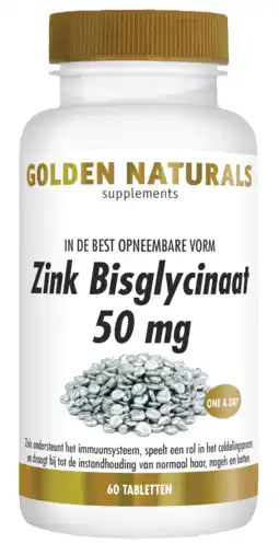 De Online Drogist Golden naturals zink bisglycinaat 50 mg tabletten 60vtb aanbieding