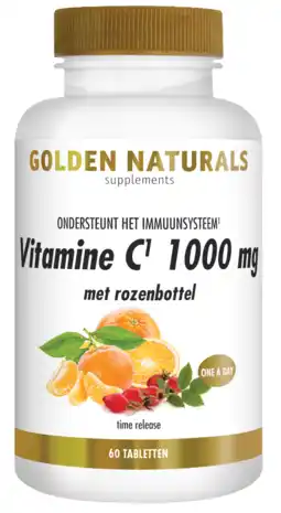 De Online Drogist Golden naturals vitamine c 1000mg met rozenbottel tabletten 60vtb aanbieding