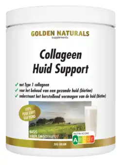 De Online Drogist Golden naturals collageen huid support rund poeder 300gr aanbieding