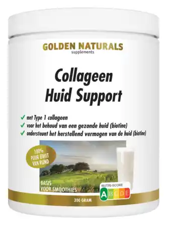 De Online Drogist Golden naturals collageen huid support rund poeder 300gr aanbieding