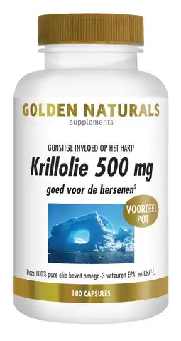 De Online Drogist Golden naturals krillolie 500mg capsules 180cp aanbieding