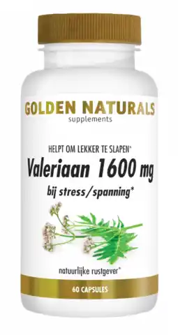 De Online Drogist Golden naturals valeriaan 1600mg capsules 60vcp aanbieding