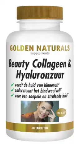 De Online Drogist Golden naturals collageen & hyaluronzuur tabletten 60tb aanbieding