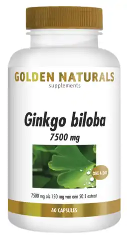 De Online Drogist Golden naturals ginkgo biloba 7500mg capsules 60cp aanbieding