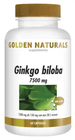 De Online Drogist Golden naturals ginkgo biloba 7500mg capsules 60cp aanbieding