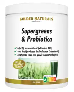De Online Drogist Golden naturals supergreens & probiotica poeder 300gr aanbieding