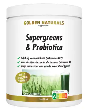 De Online Drogist Golden naturals supergreens & probiotica poeder 300gr aanbieding