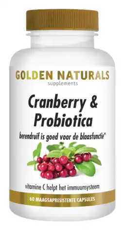 De Online Drogist Golden naturals cranberry & probiotica capsules 60vcp aanbieding