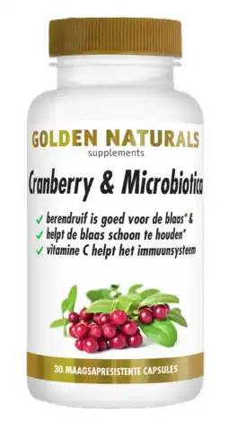 De Online Drogist Golden naturals cranberry & probiotica capsules 60vcp aanbieding