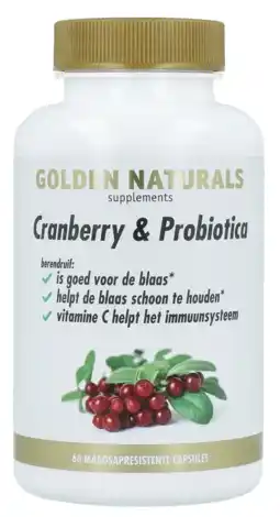 De Online Drogist Golden naturals cranberry & probiotica capsules 60vcp aanbieding