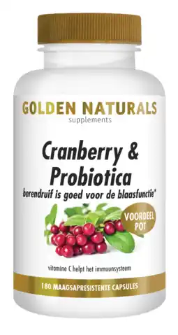 De Online Drogist Golden naturals cranberry & probiotica capsules 180vcp aanbieding