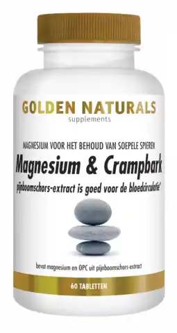 De Online Drogist Golden naturals magnesium & crampbark tabletten 60tb aanbieding
