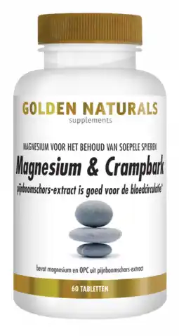 De Online Drogist Golden naturals magnesium & crampbark tabletten 60tb aanbieding