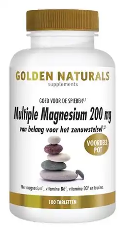 De Online Drogist Golden naturals multiple magnesium 200mg tabletten 180tb aanbieding