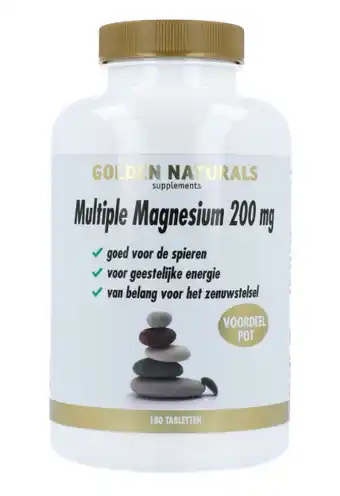 De Online Drogist Golden naturals multiple magnesium 200mg tabletten 180tb aanbieding