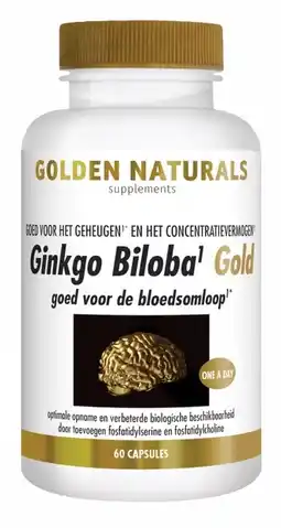 De Online Drogist Golden naturals ginkgo biloba gold capsules 60vcp aanbieding