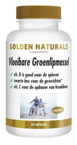 De Online Drogist Golden naturals vloeibare groenlipmossel capsules 120cp aanbieding