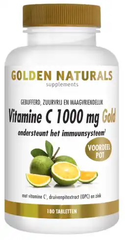 De Online Drogist Golden naturals vitamine c 1000 mg gold tabletten 180vtb aanbieding