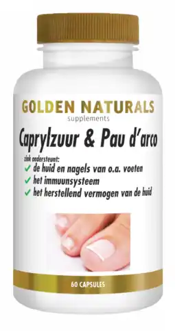De Online Drogist Golden naturals caprylzuur & pau d'arco formule capsules 60vcp aanbieding