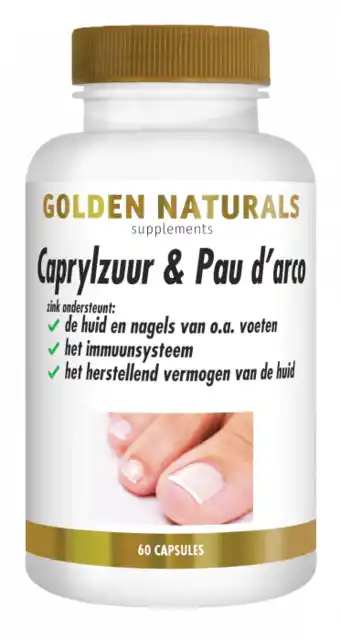 De Online Drogist Golden naturals caprylzuur & pau d'arco formule capsules 60vcp aanbieding