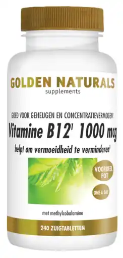 De Online Drogist Golden naturals vitamine b12 1000mcg zuigtabletten 240tb aanbieding