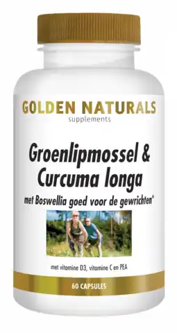 De Online Drogist Golden naturals groenlipmossel & curcuma longa capsules 60cp aanbieding