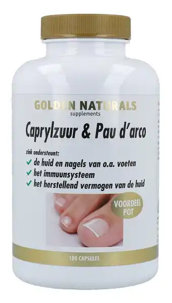 De Online Drogist Golden naturals caprylzuur & pau d'arco formule capsules 180vcp aanbieding