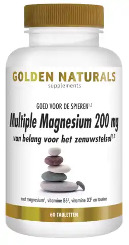 De Online Drogist Golden naturals multiple magnesium 200mg tabletten 60tb aanbieding