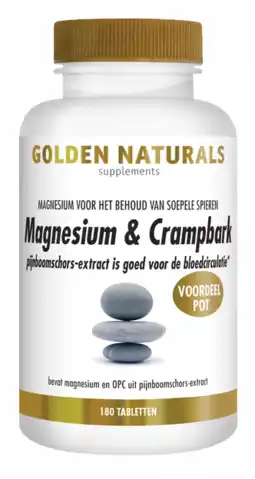 De Online Drogist Golden naturals magnesium & crampbark tabletten 180tb aanbieding